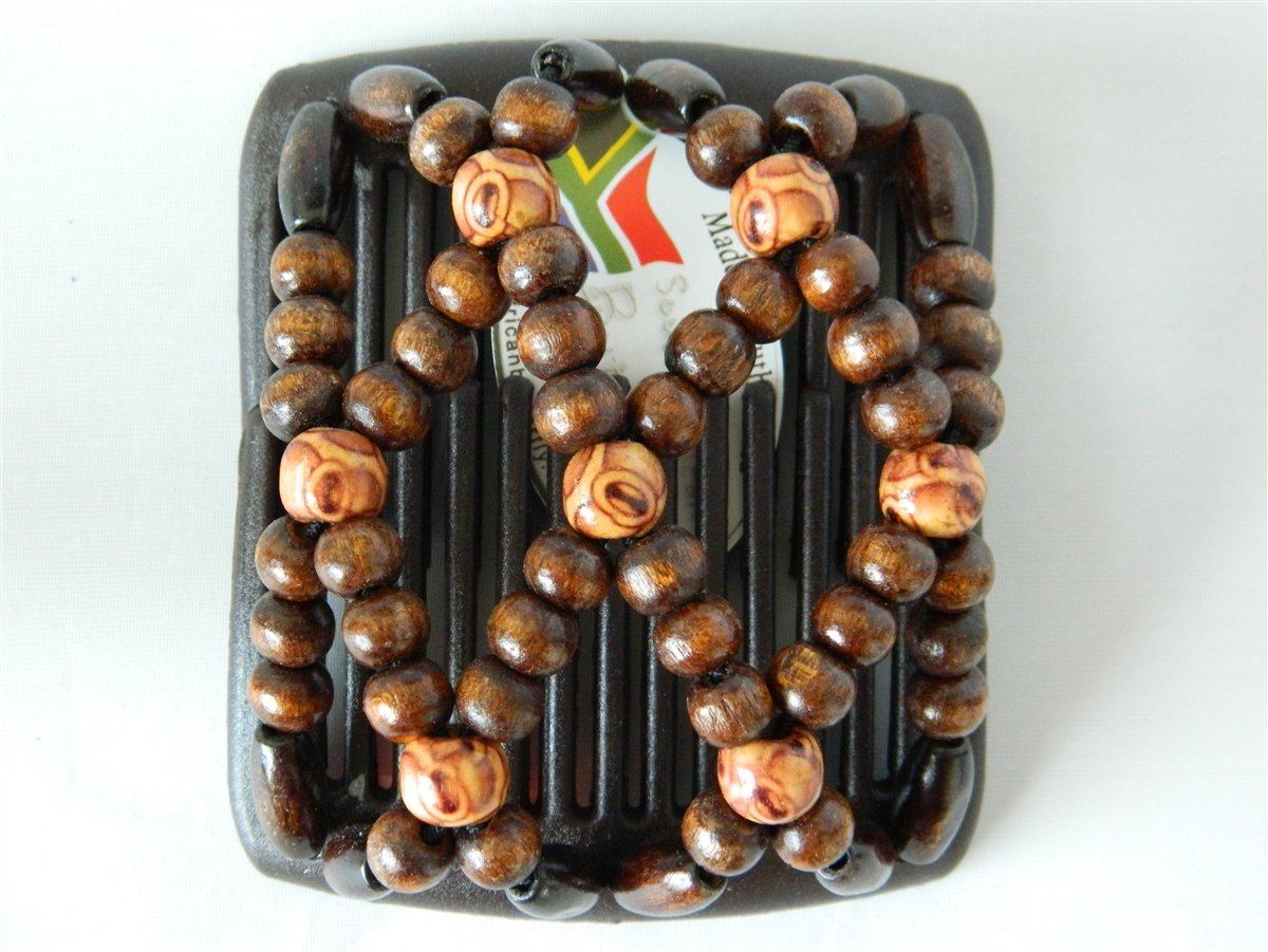 African Butterfly Chameleon Hair Comb - Ndebele Brown 48