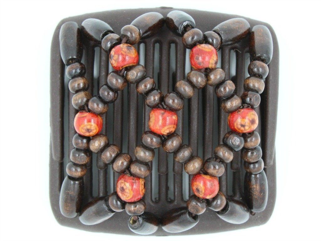 African Butterfly Chameleon Hair Comb - Ndebele Brown 79