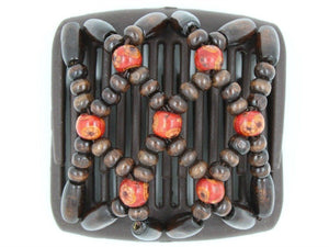 African Butterfly Chameleon Hair Comb - Ndebele Brown 79