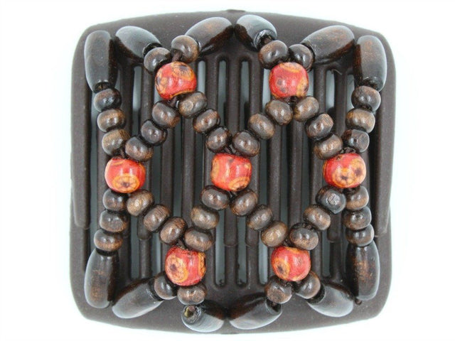 African Butterfly Chameleon Hair Comb - Ndebele Brown 79