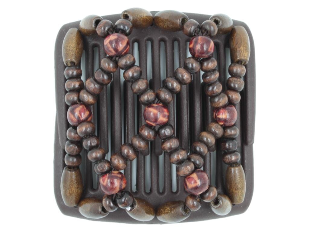 African Butterfly Chameleon Hair Comb - Ndebele Brown 86