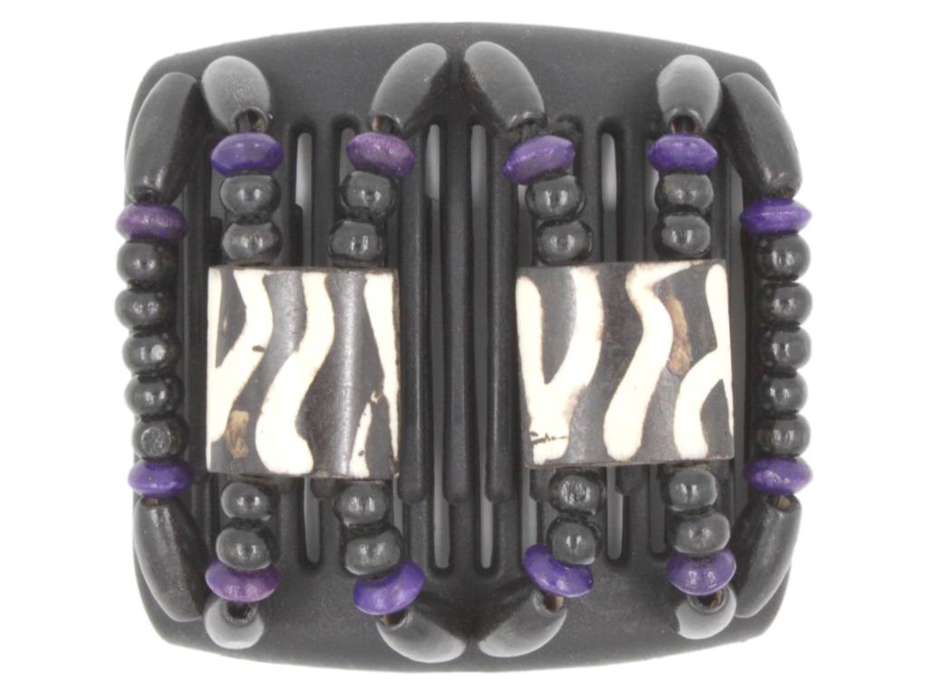 African Butterfly Chameleon Hair Comb - Stones & Bones Black 40