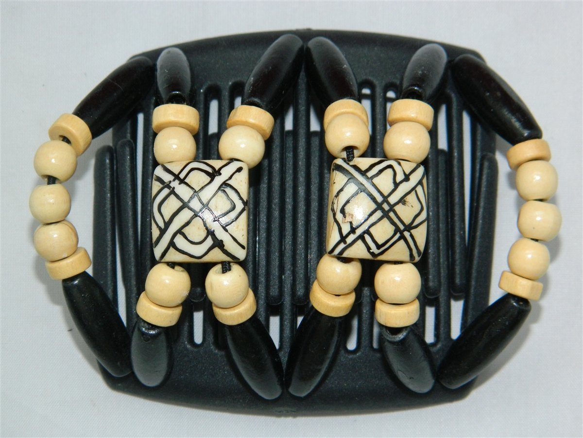 African Butterfly Chameleon Hair Comb - Stones & Bones Black 45