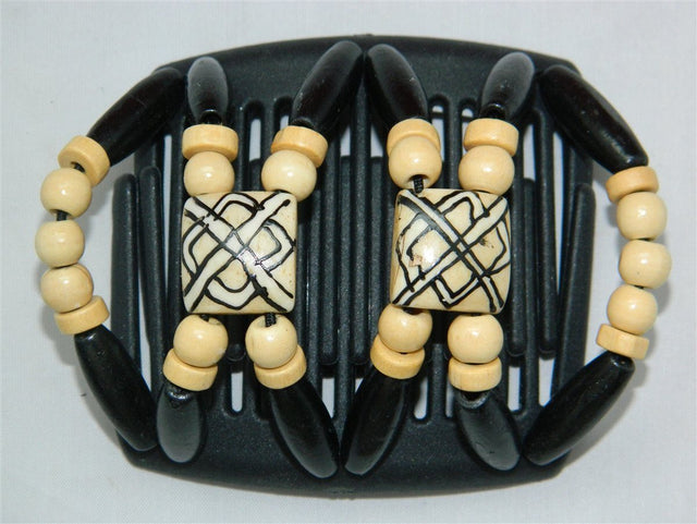 African Butterfly Chameleon Hair Comb - Stones & Bones Black 45