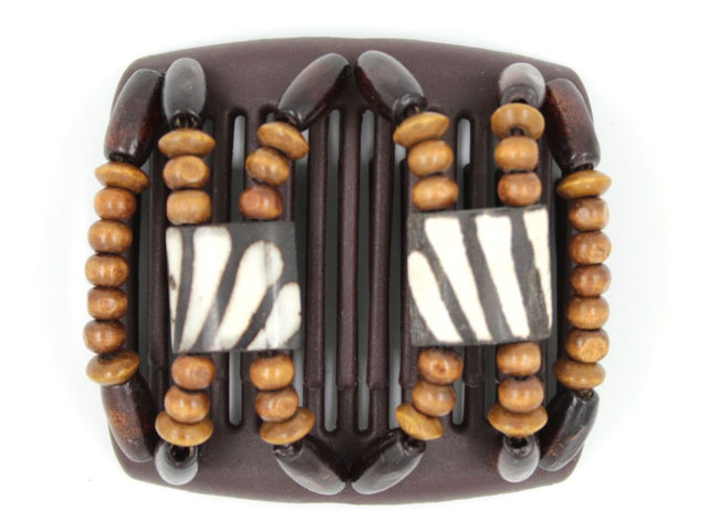 African Butterfly Chameleon Hair Comb - Stones & Bones Brown 21