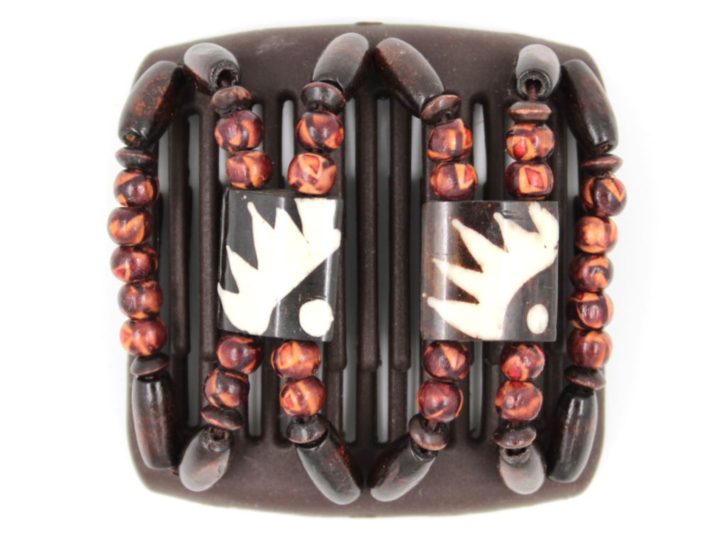 African Butterfly Chameleon Hair Comb - Stones & Bones Brown 23