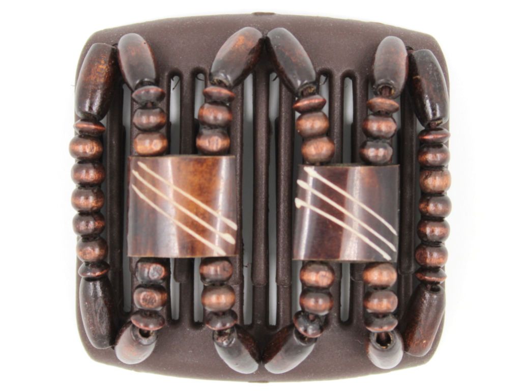 African Butterfly Chameleon Hair Comb - Stones & Bones Brown 24