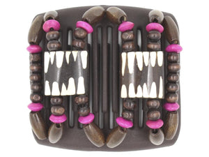 African Butterfly Chameleon Hair Comb - Stones & Bones Brown 35