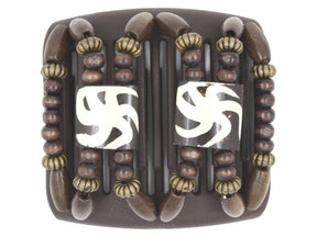 African Butterfly Chameleon Hair Comb - Stones & Bones Brown 34