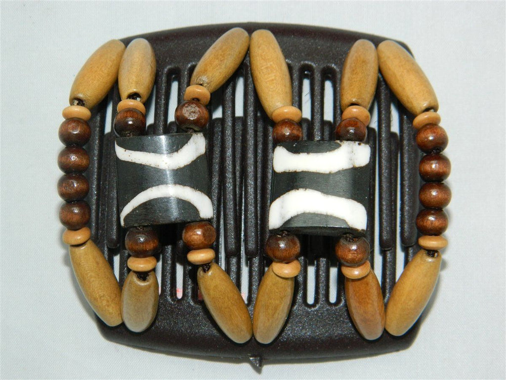 African Butterfly Chameleon Hair Comb - Stones & Bones Brown 49