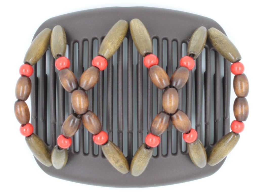 African Butterfly Hair Comb - Beada Brown 124