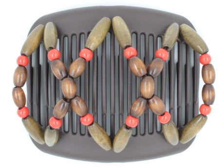 African Butterfly Hair Comb - Beada Brown 124