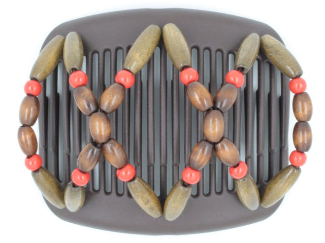 African Butterfly Hair Comb - Beada Brown 124