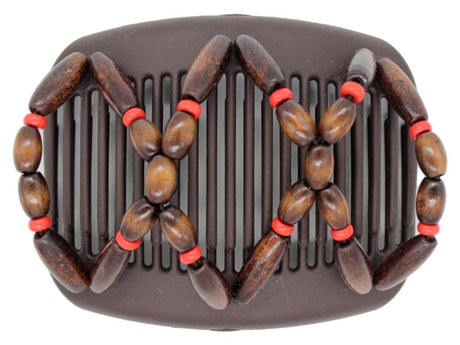 African Butterfly Hair Comb - Beada Brown 140