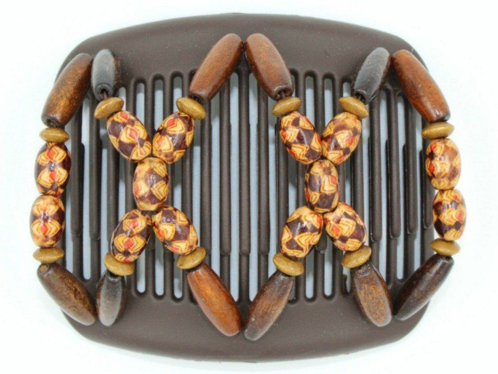 African Butterfly Hair Comb - Beada Brown 94