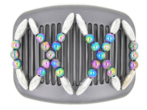 African Butterfly Hair Comb - Dalena Black Pearl 06