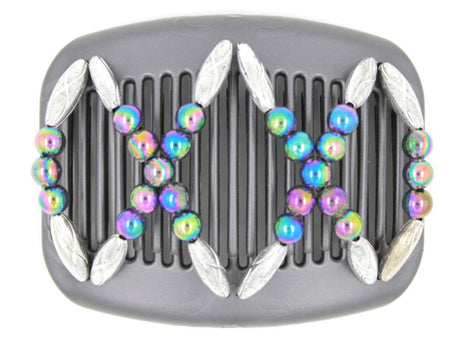 African Butterfly Hair Comb - Dalena Black Pearl 06