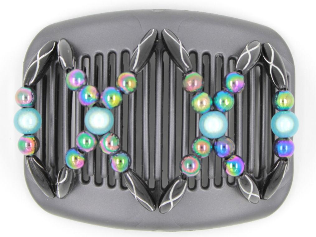 African Butterfly Hair Comb - Dalena Black Pearl 07