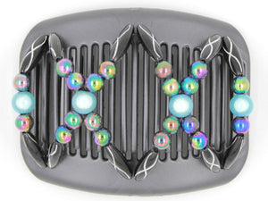 African Butterfly Hair Comb - Dalena Black Pearl 07