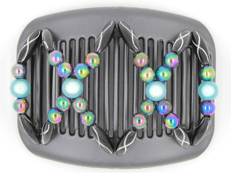 African Butterfly Hair Comb - Dalena Black Pearl 07