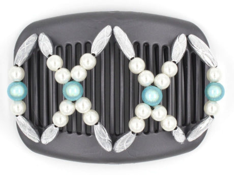 African Butterfly Hair Comb - Dalena Black Pearl 11