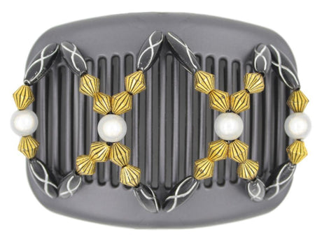 African Butterfly Hair Comb - Dalena Black Pearl 12