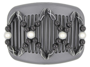 African Butterfly Hair Comb - Dalena Black Pearl 14