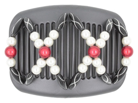 African Butterfly Hair Comb - Dalena Black Pearl 22
