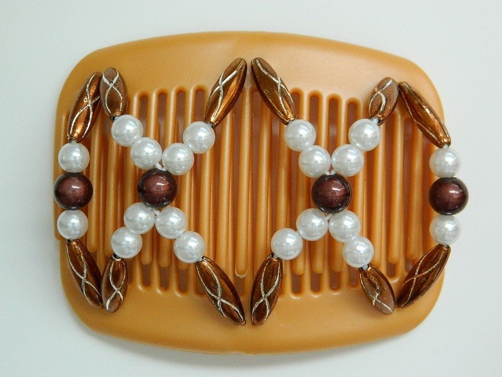 African Butterfly Hair Comb - Dalena Blonde Pearl 03