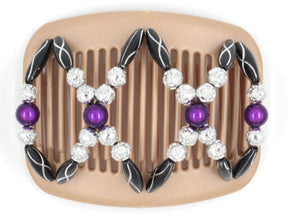 African Butterfly Hair Comb - Dalena Brown Pearl 19