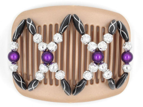 African Butterfly Hair Comb - Dalena Brown Pearl 19