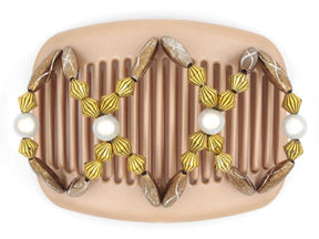 African Butterfly Hair Comb - Dalena Brown Pearl 20