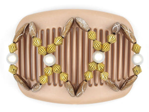 African Butterfly Hair Comb - Dalena Brown Pearl 20