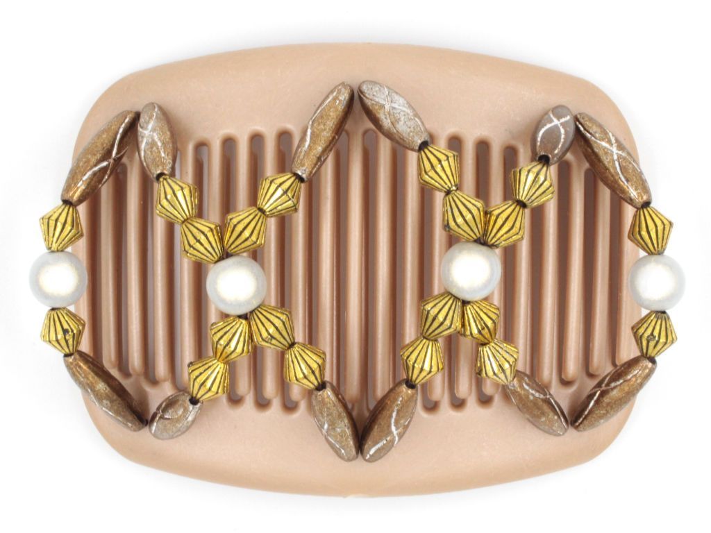 African Butterfly Hair Comb - Dalena Brown Pearl 20