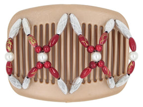 African Butterfly Hair Comb - Dalena Brown Pearl 22