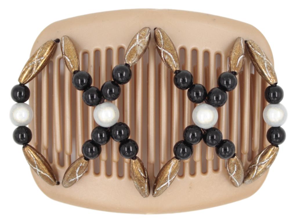 African Butterfly Hair Comb - Dalena Brown Pearl 23