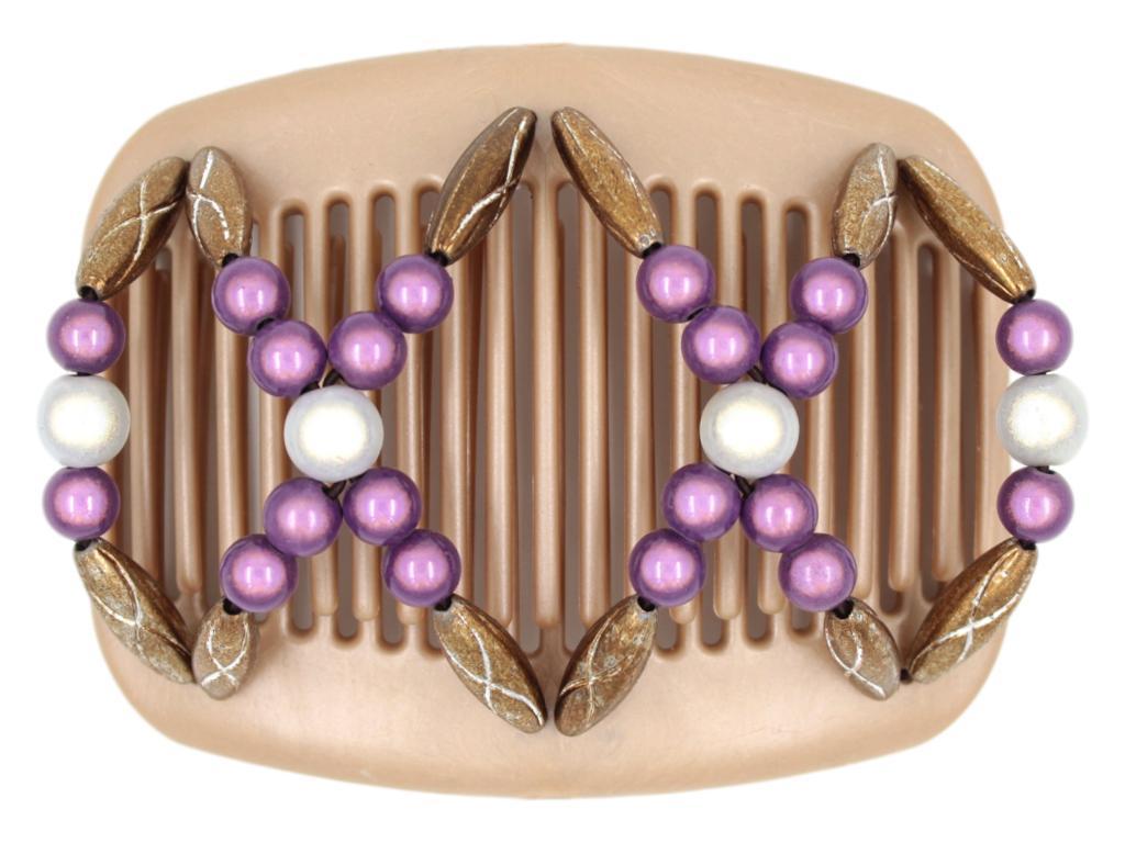 African Butterfly Hair Comb - Dalena Brown Pearl 25