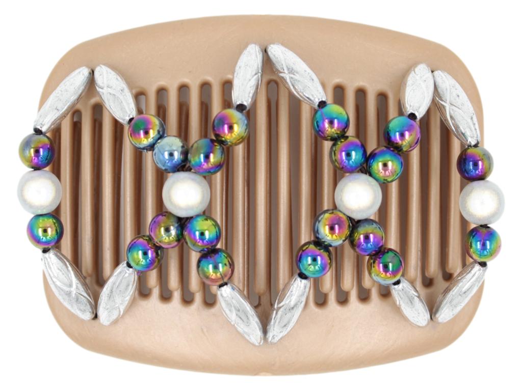African Butterfly Hair Comb - Dalena Brown Pearl 26