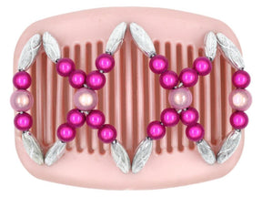 African Butterfly Hair Comb - Dalena Pink Pearl 05