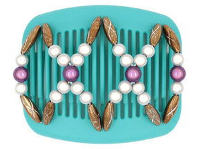 African Butterfly Hair Comb - Dalena Turquoise 02