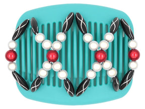 African Butterfly Hair Comb - Dalena Turquoise 04