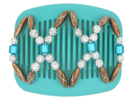 African Butterfly Hair Comb - Dalena Turquoise 10