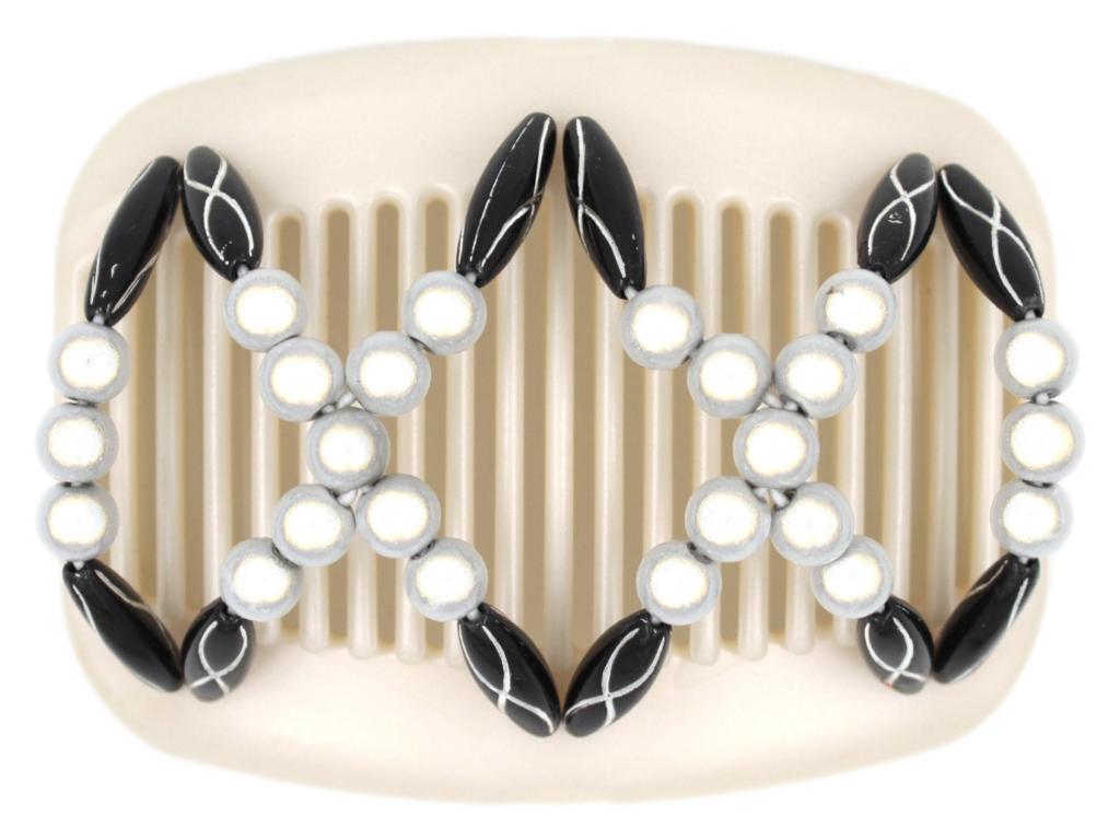 African Butterfly Hair Comb - Dalena White Pearl 12