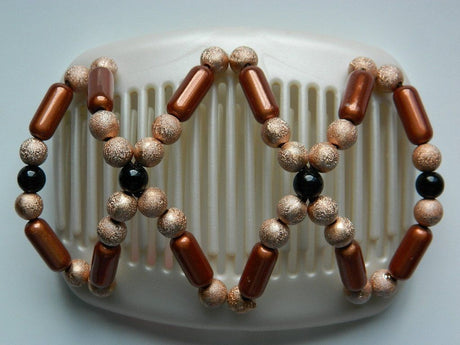 African Butterfly Hair Comb - Dalena White Pearl 14