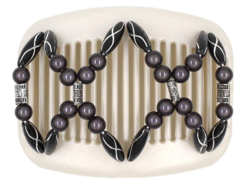 African Butterfly Hair Comb - Dalena White Pearl 18