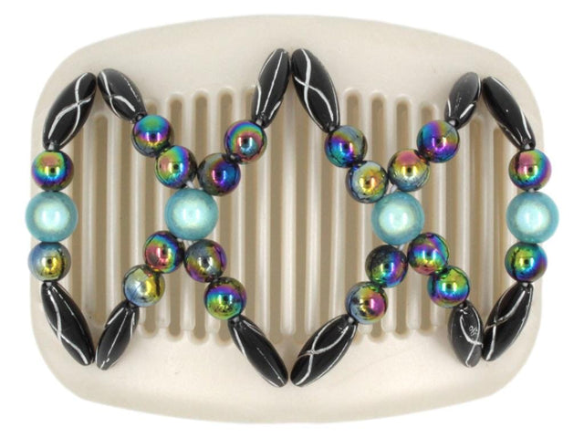 African Butterfly Hair Comb - Dalena White Pearl 20