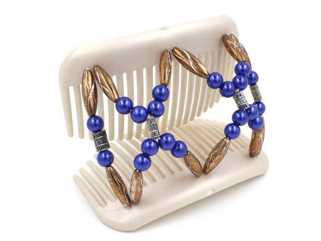 African Butterfly Hair Comb - Dalena White Pearl 23