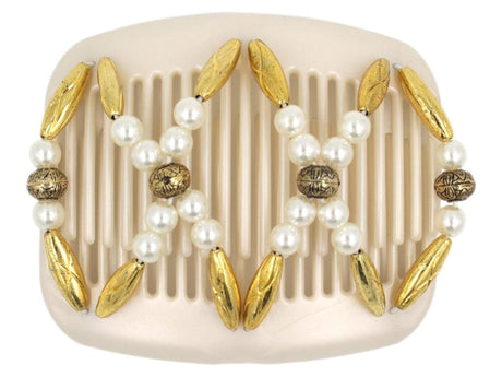 African Butterfly Hair Comb - Dalena White Pearl 24