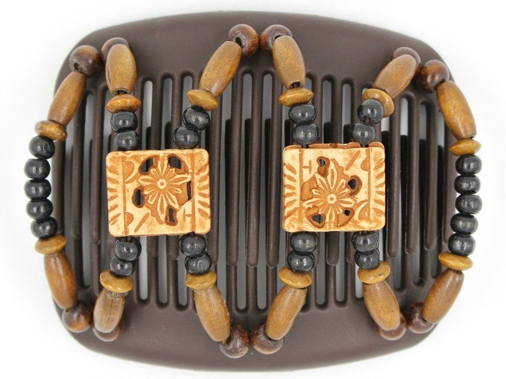 African Butterfly Hair Comb - Dupla Brown 61
