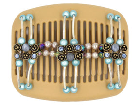 African Butterfly Hair Comb - Flowers Blonde 37